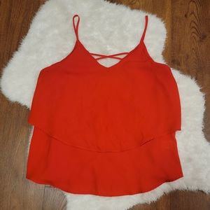 Red Flowy Tanktop w/ Cross Back - Small